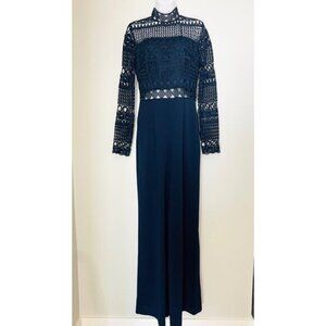 Love X Design Womens Navy Crochet Lace Jumpsuit M NWT